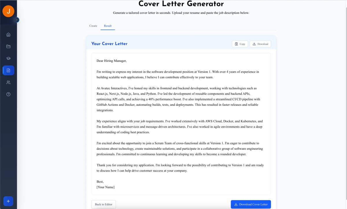 Cover Letter Generator